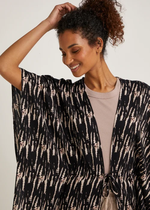 Black Tie Dye Longline Kimono - Small Image 3
