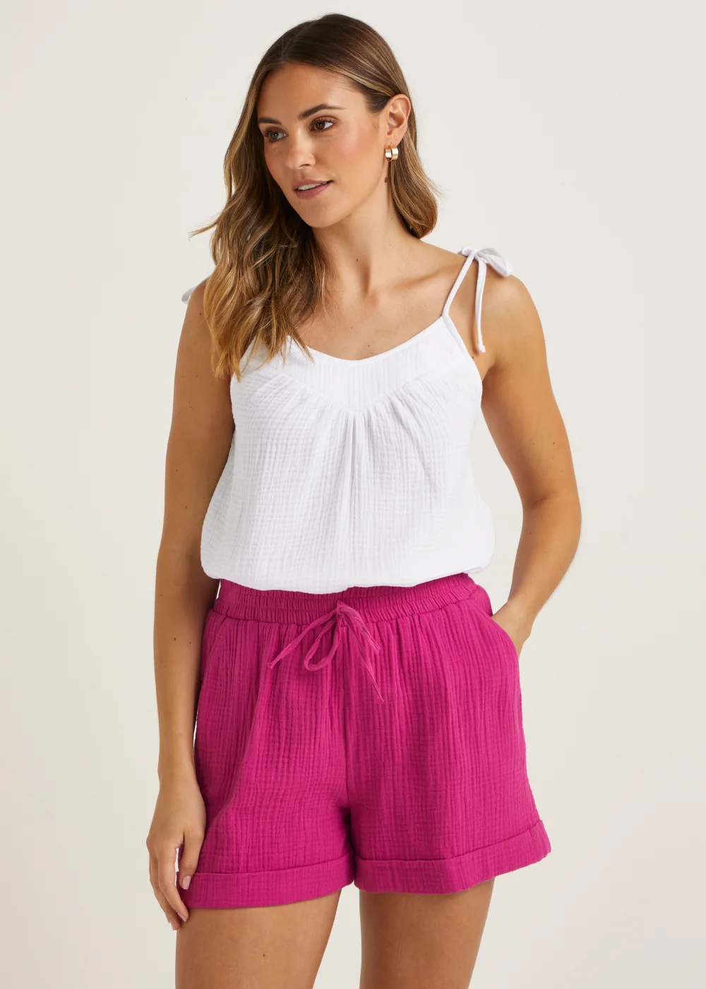 White Double Cloth Co-Ord Cami Top - 8 Image 1