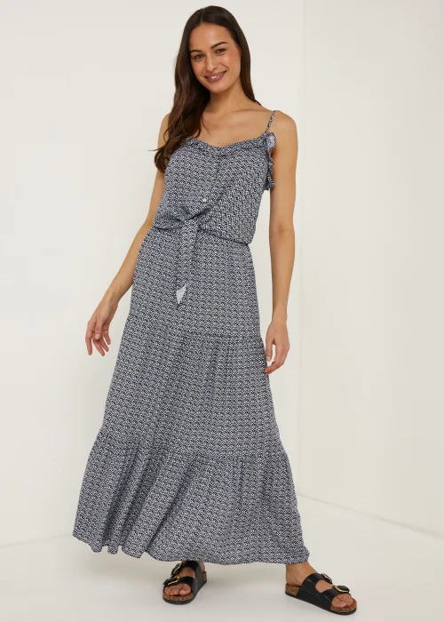 White Palm Print Maxi Co-Ord Skirt - Size 8 Image 1