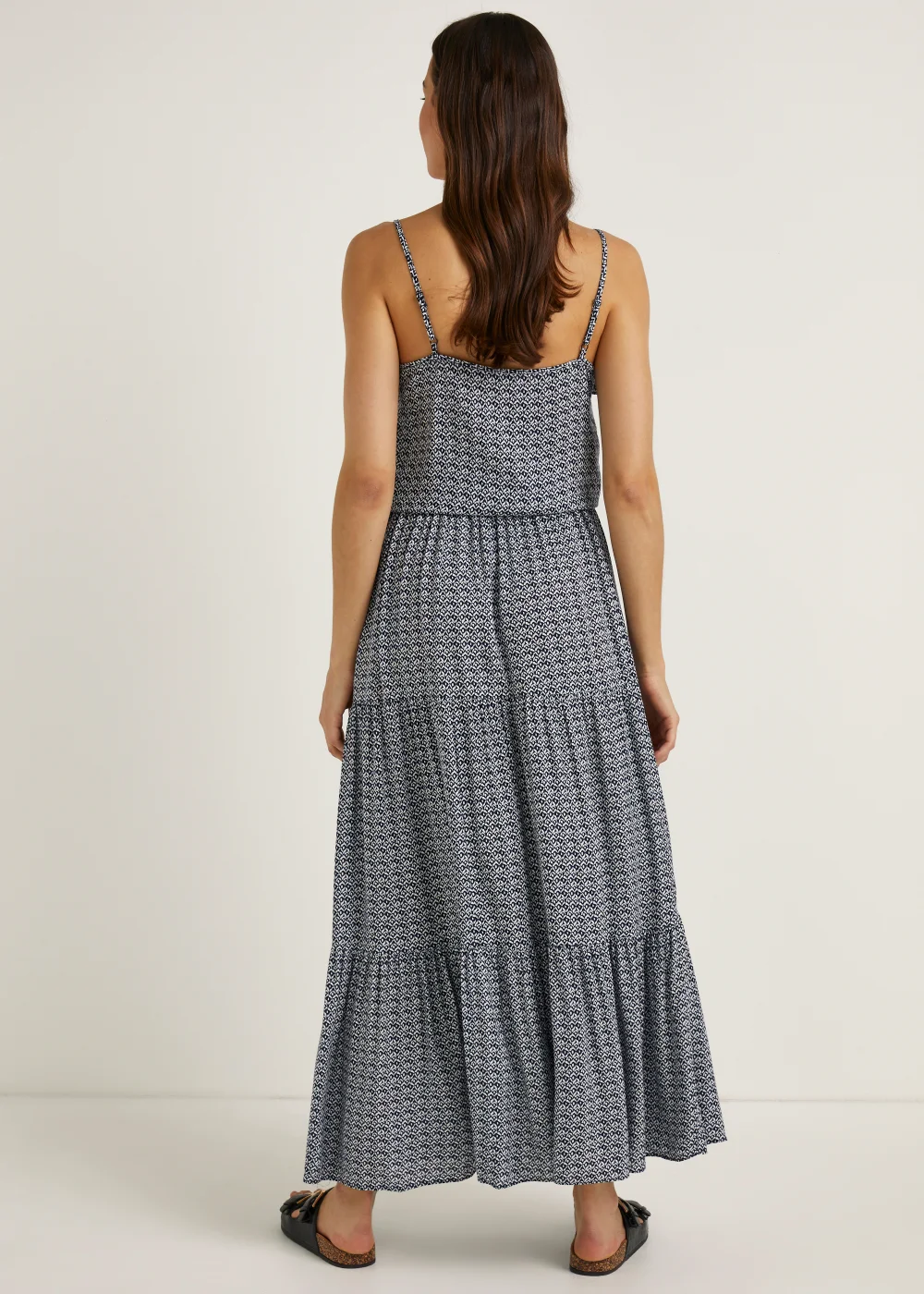 White Palm Print Maxi Co-Ord Skirt - Size 8 Image 2