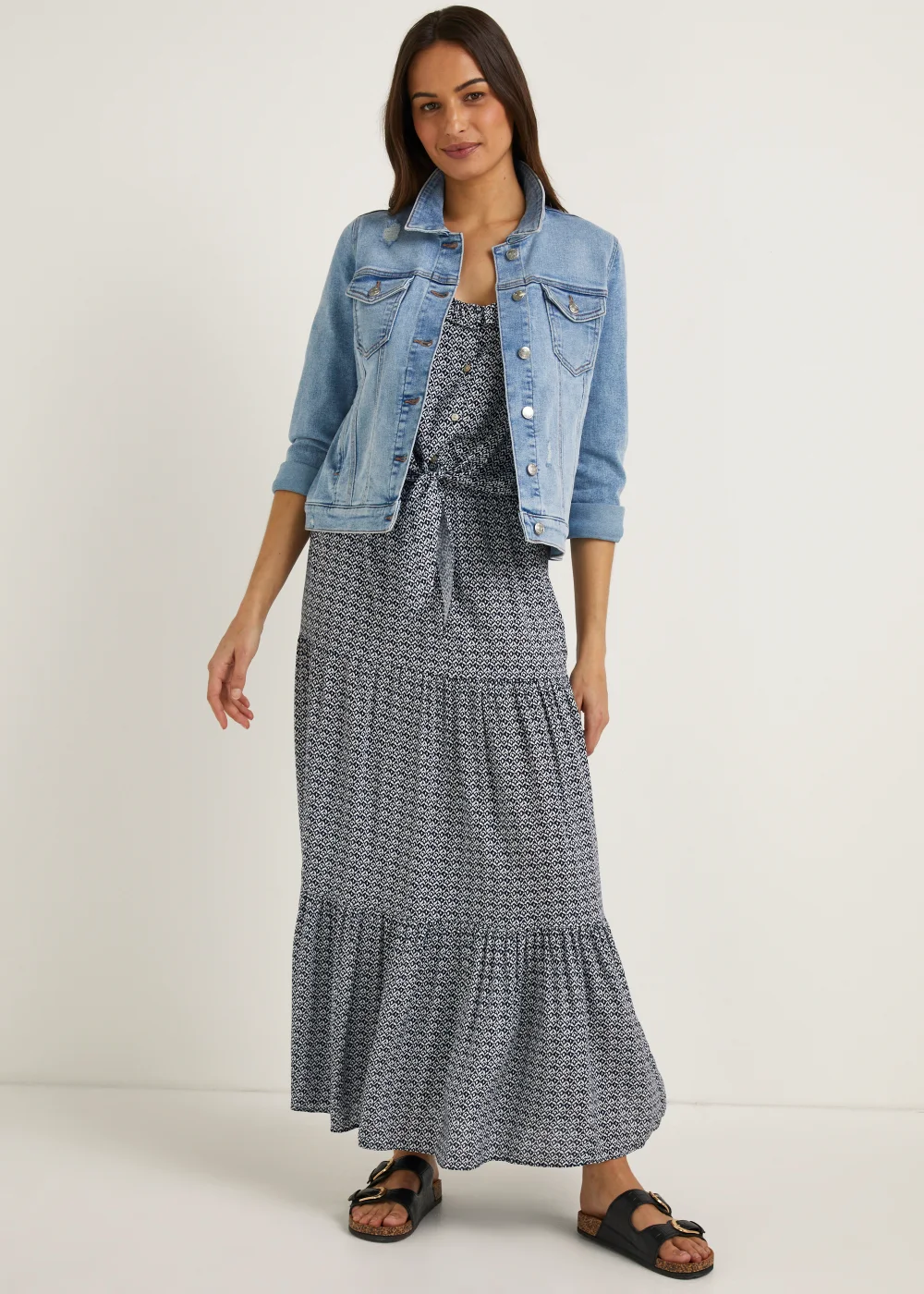 White Palm Print Maxi Co-Ord Skirt - Size 8 Image 4