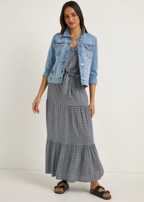 White Palm Print Maxi Co-Ord Skirt - Size 8 Image 4