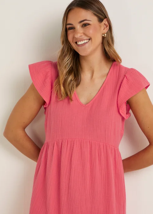 Pink Double Cloth Mini Dress - 8 Image 3