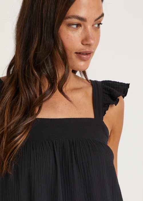 Black Double Cloth Frill Dress - 8 Image 3