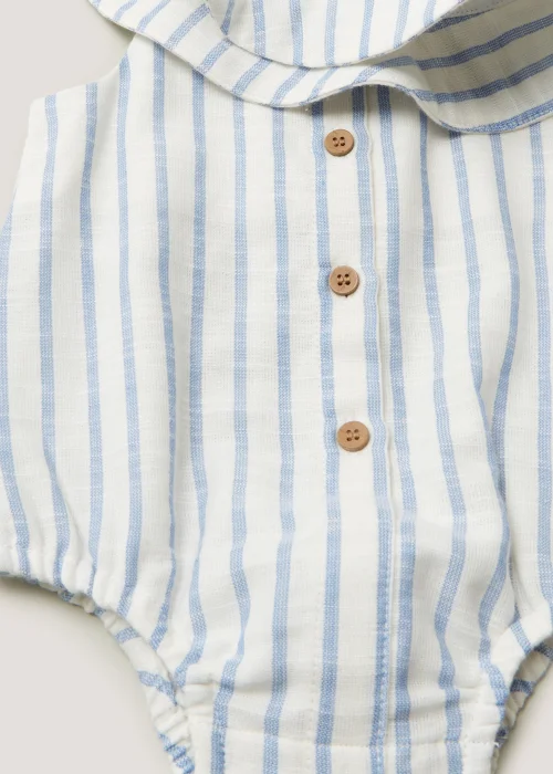 Baby Blue Stripe Romper & Sun Hat Set (Newborn-18mths) - Newborn Image 2
