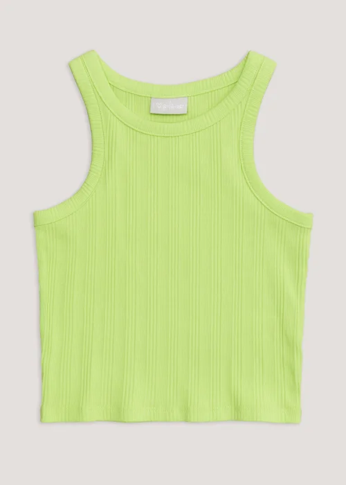 Girls Lime Ribbed Vest Top (4-13yrs) - Age 4 Years Image 1