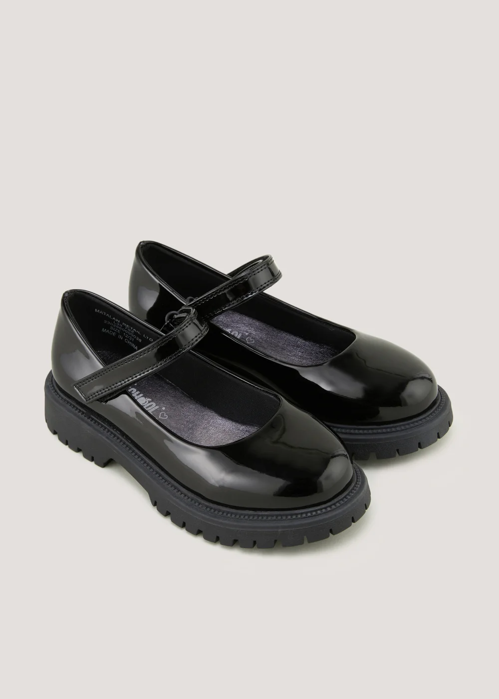 Girls Black Patent Chunky School Shoes (Younger 10-Older 5) - Size 1 Image 1