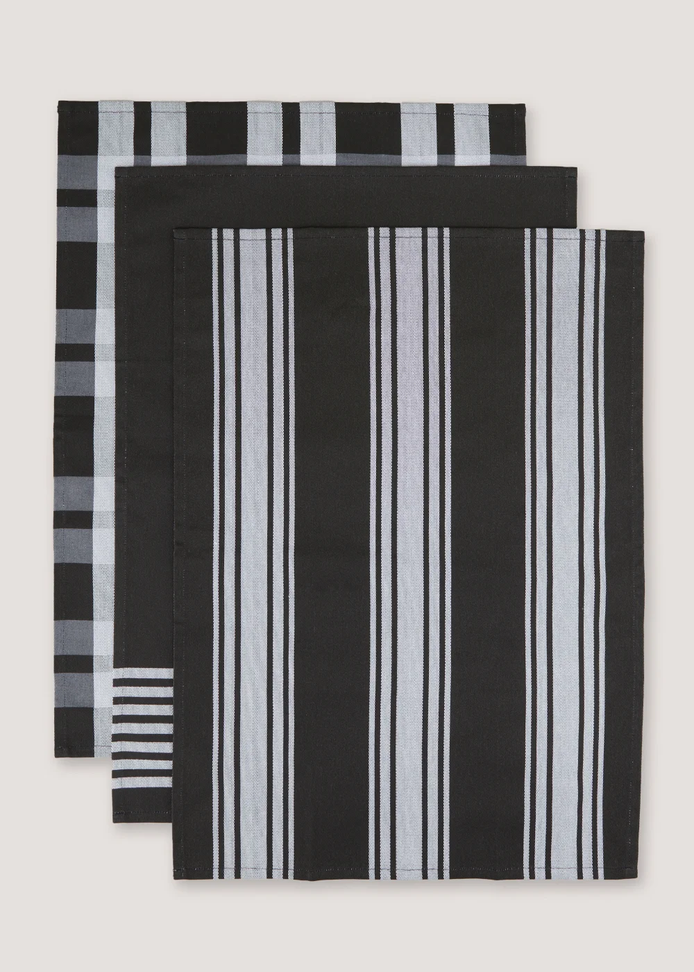 3 Pack Black Pro Textiles Tea Towels (64cm x 46cm) Image 1