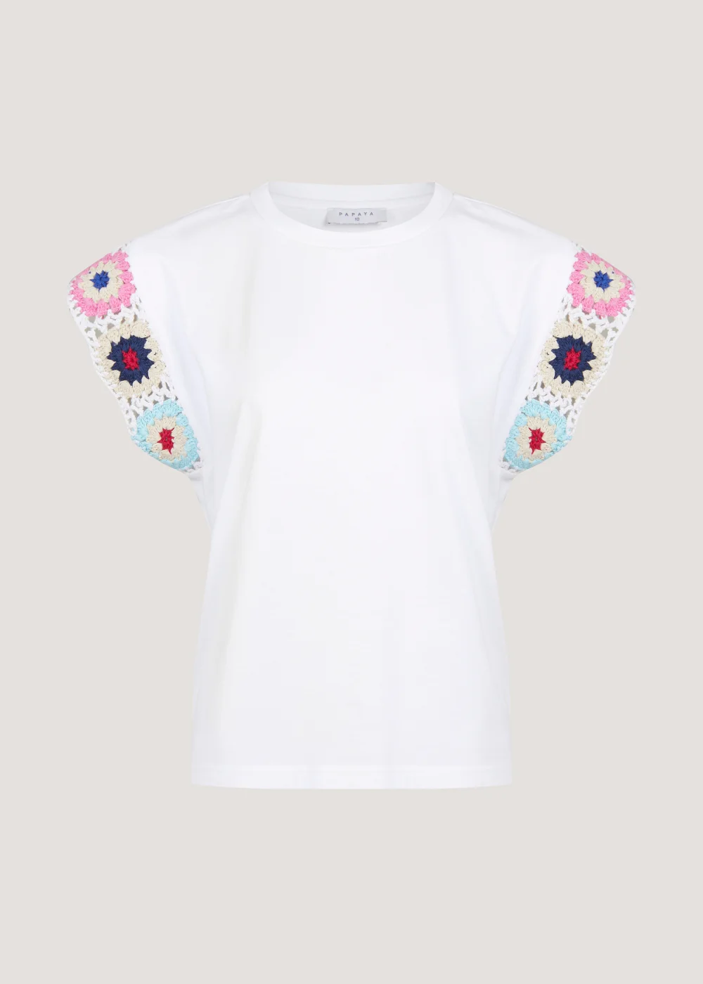 White Crochet Sleeve T-Shirt - 8 Image 5
