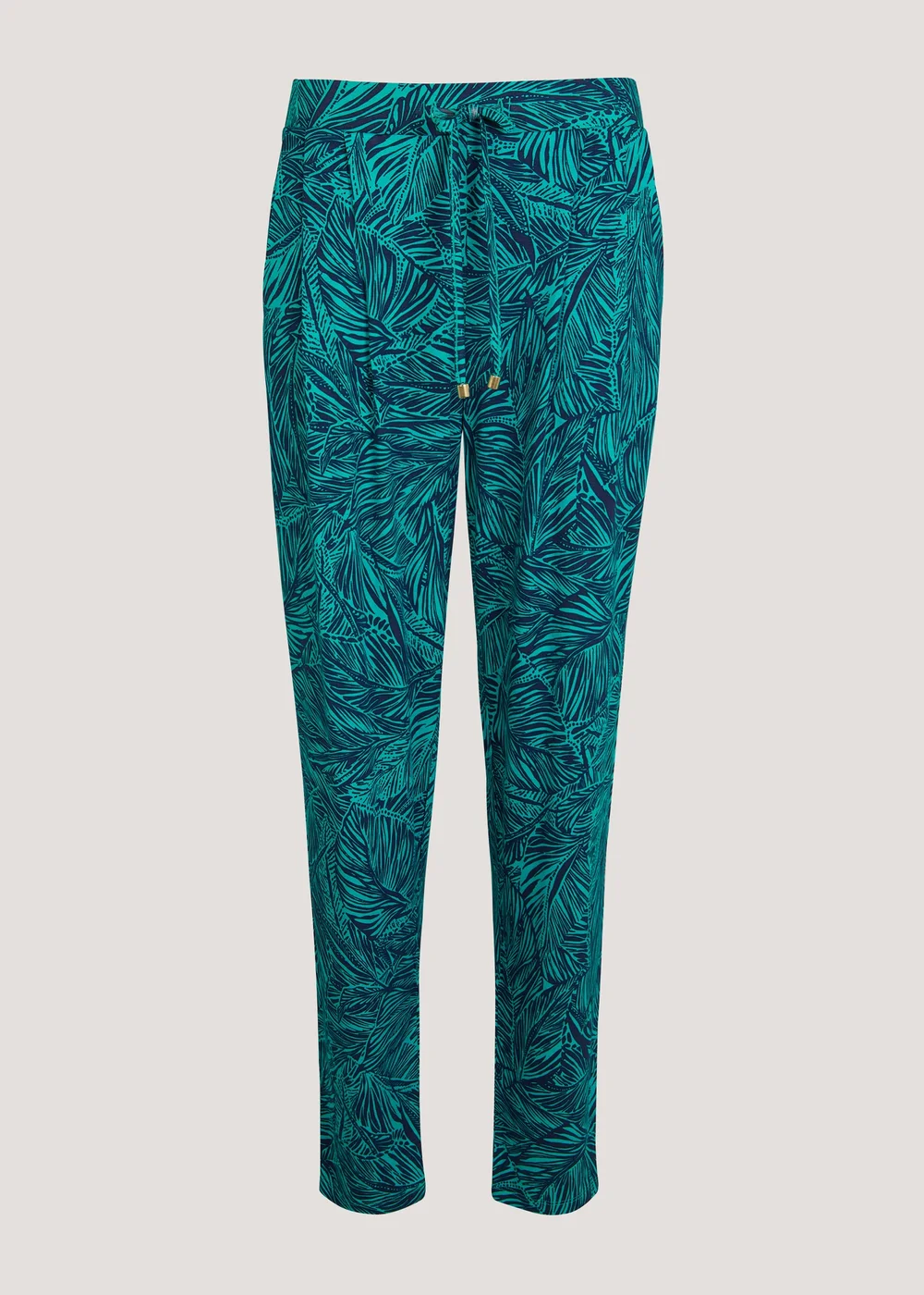 Green Palm Print Harem Leggings - 8 Image 5