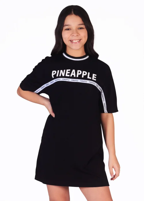Girls Pineapple Black Stripe T-Shirt Dress (5-13yrs) - 5-6 Image 1