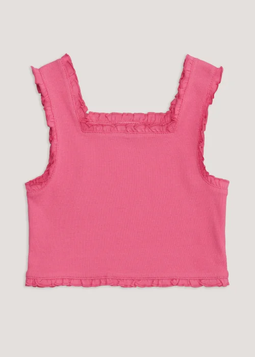 Girls Pink Frill Cropped Vest Top (4-13yrs) - Age 4 Years Image 1