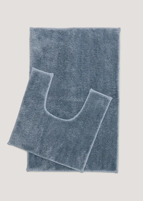 Blue Quick Dry Bath & Pedestal Mat Image 1