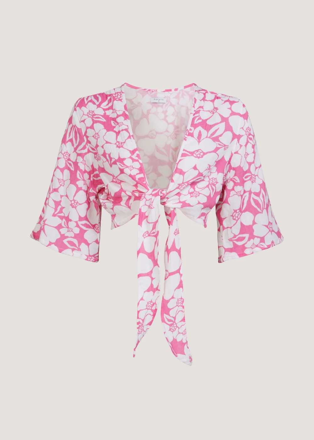 Pink & White Print Double Cloth Tie Co-Ord Beach Top - XS Image 5