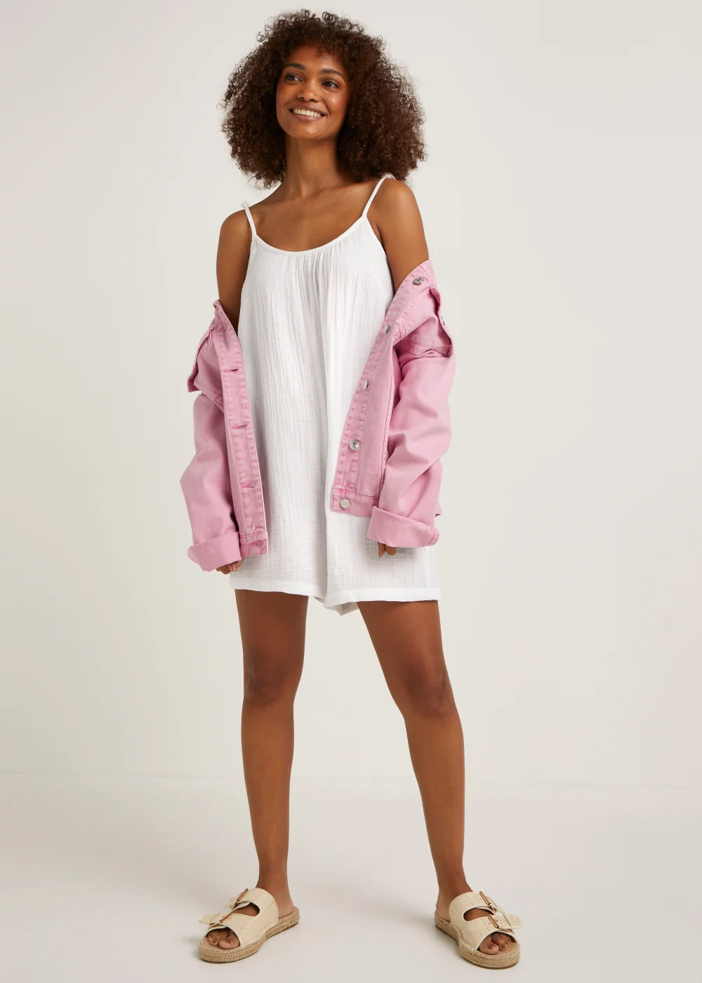 White Double Cloth Beach Playsuit - XS Image 4