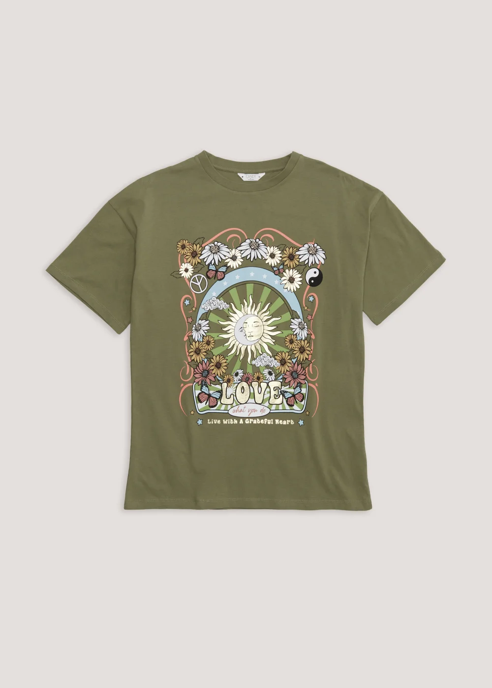 Girls Candy Couture Khaki Retro T-Shirt (9-16yrs) - Age 9 Years Image 1
