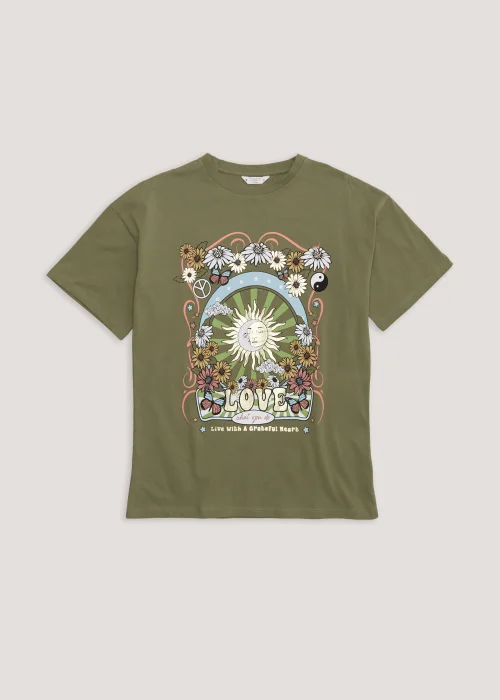 Girls Candy Couture Khaki Retro T-Shirt (9-16yrs) - Age 9 Years Image 1
