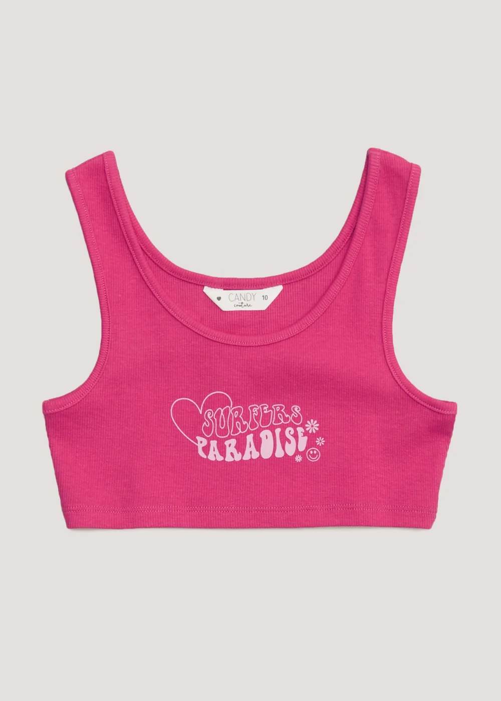 Girls Candy Couture Pink Slogan Crop Top (9-16yrs) - Age 9 Years Image 1