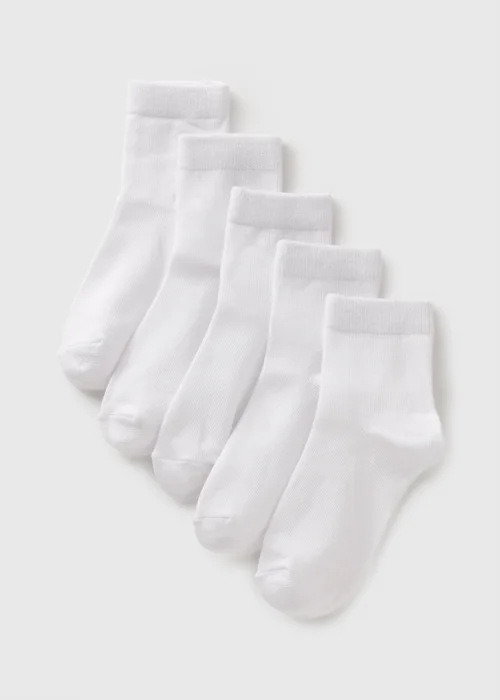 Kids 5 Pack White Ankle Socks (Younger 6-Older 5.5) - 4-5.5 Image 1