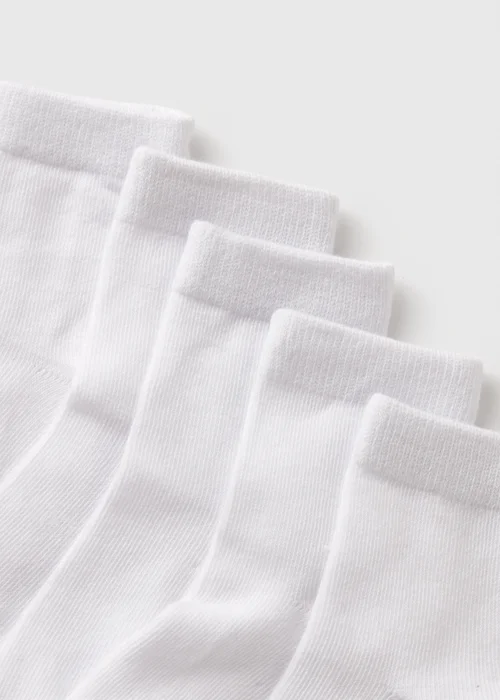 Kids 5 Pack White Ankle Socks (Younger 6-Older 5.5) - 4-5.5 Image 2