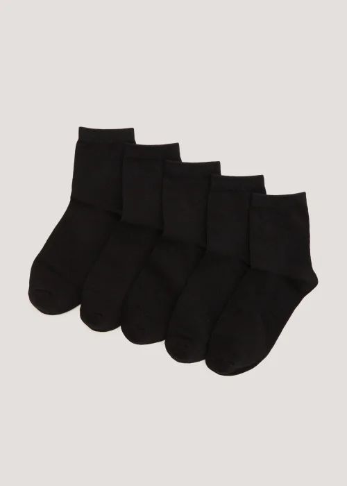 Kids 5 Pack Black Ankle Socks (Younger 6-Older 5.5) - 4-5.5 Image 1
