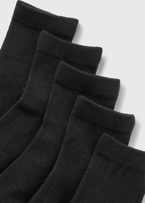 Kids 5 Pack Black Ankle Socks (Younger 6-Older 5.5) - 4-5.5 Image 2
