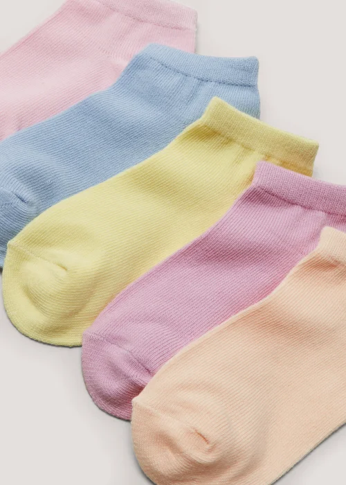 Girls 5 Pack Multicoloured Trainer Socks (Younger 6-Older 5.5) - 4-5.5 Image 2