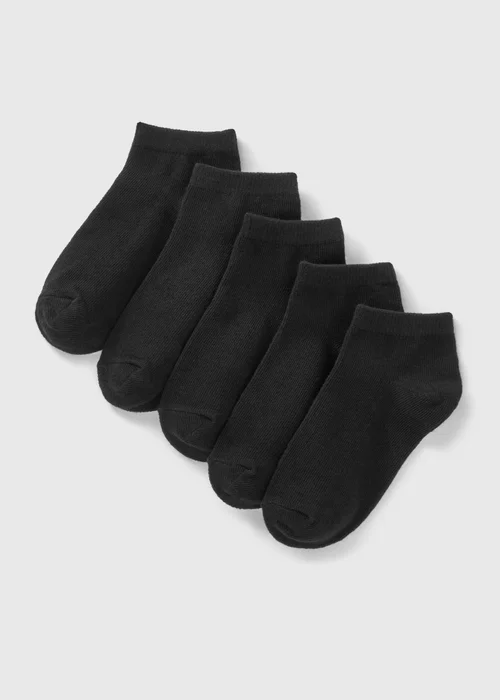 Kids 5 Pack Black Trainer Socks (Younger 6-Older 5.5) - 6-8.5 Image 1