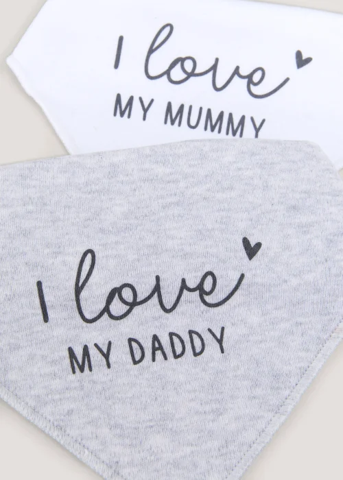 2 Pack Mummy & Daddy Bandana Bibs - One Size Image 2