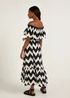 Black & White Chevron Cotton Bardot Midaxi Dress - Size 8 Image 2