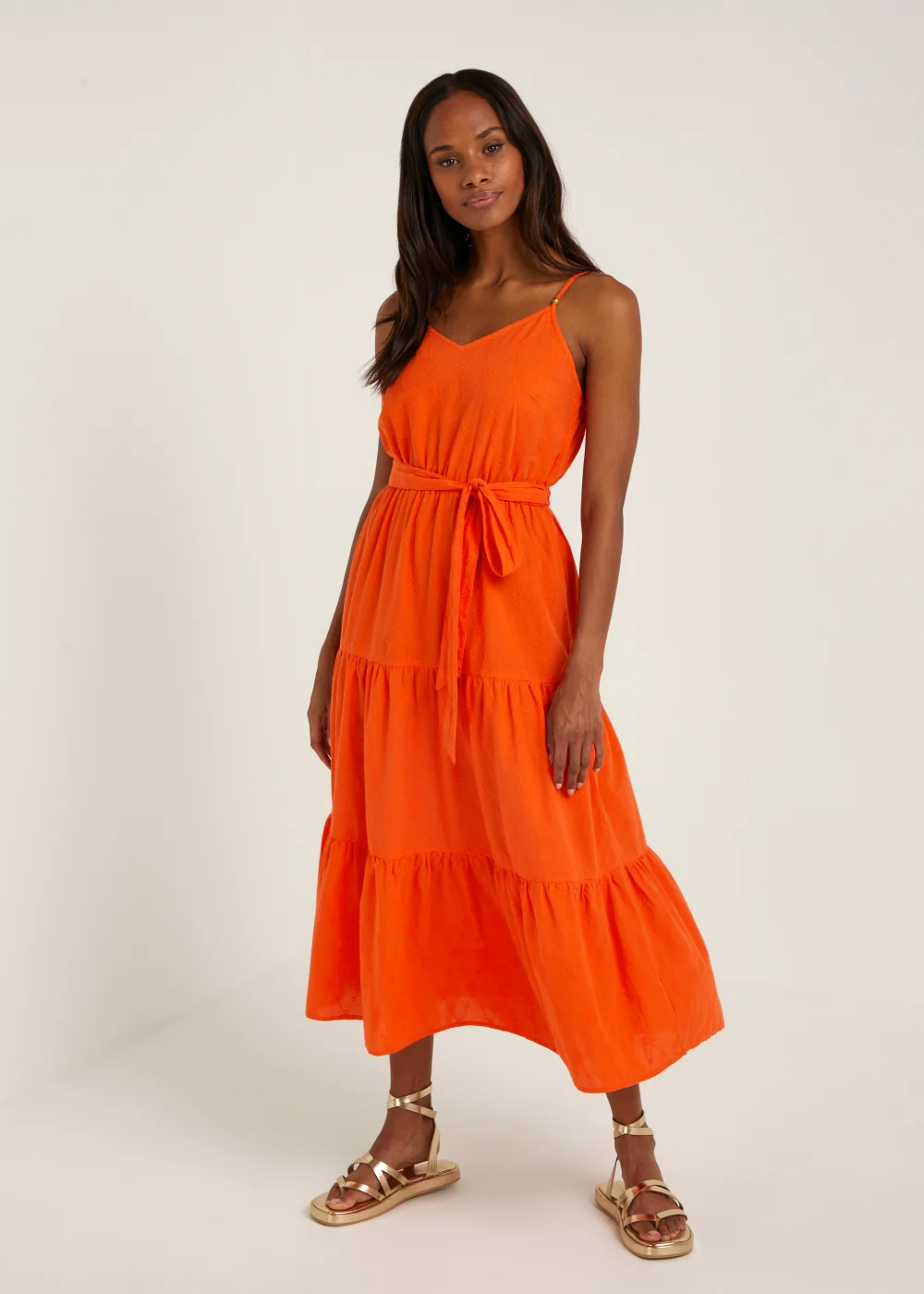 matalan orange dress Little Mistress Orange Angel Sleeve Maxi Dress - 8