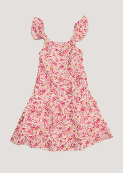 Girls Pink Paisley Tiered Dress (4-13yrs) - 4 Yrs Image 1