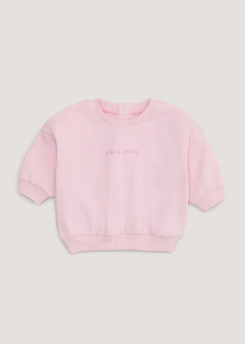 Baby Pink Slogan Sweatshirt (Newborn-23mths) - Newborn Image 1