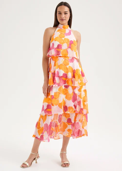 Et Vous Multicoloured Floral Tiered Midi Dress - 8 Image 1
