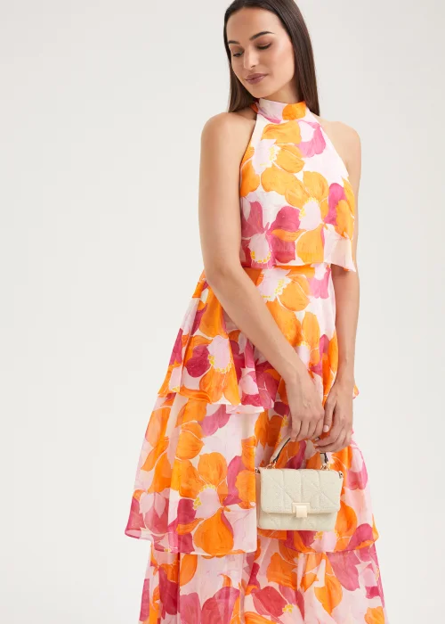 Et Vous Multicoloured Floral Tiered Midi Dress - 8 Image 4
