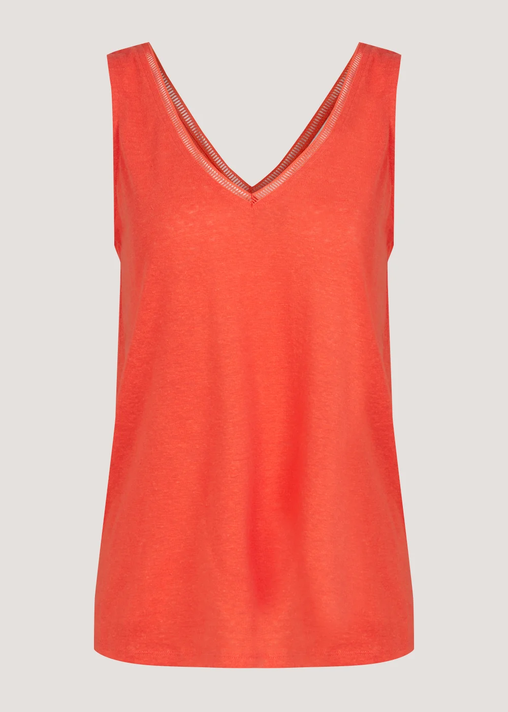 Red Linen Blend Ladder Trim Vest Top - 8 Image 5