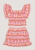 Pink Ikat Print Crinkle Top & Skirt Set (4-13yrs) - Age 4 Years Image 1