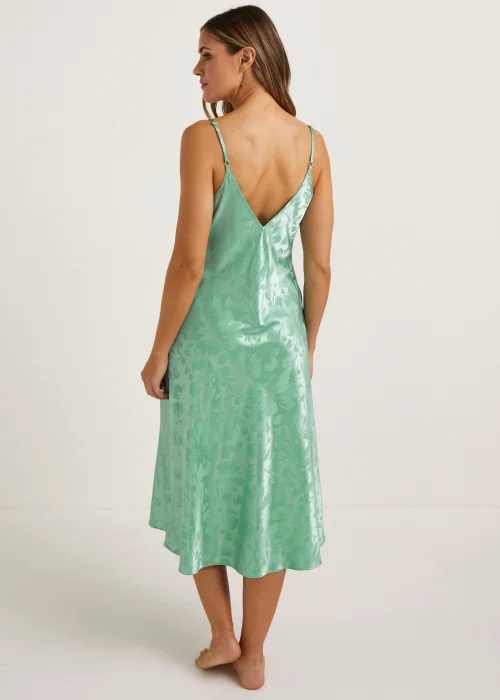 Green Floral Satin Nightie - Size 8 Image 2