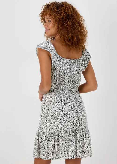 Black & White Spot Frill Mini Dress - 8 Image 2