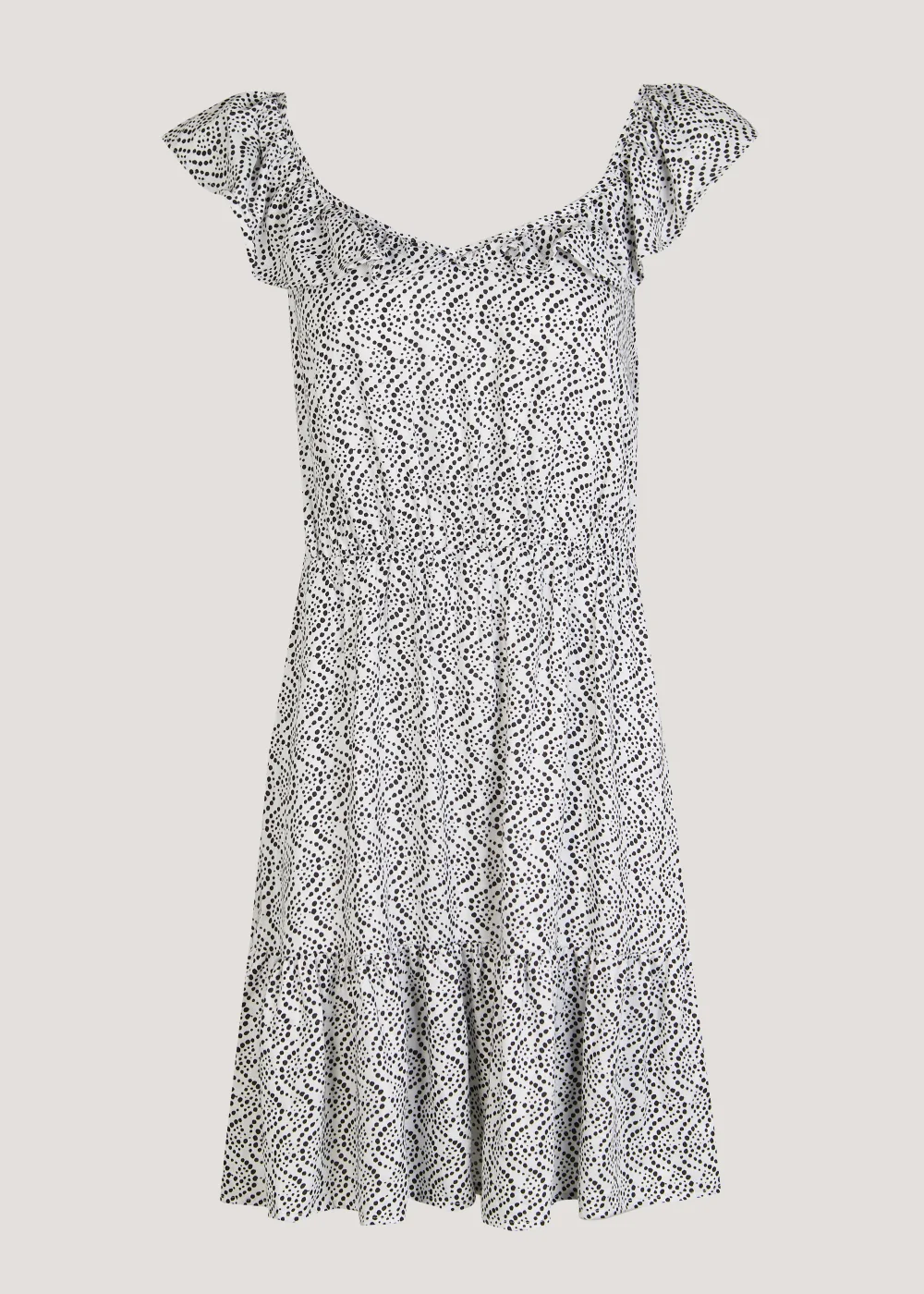Black & White Spot Frill Mini Dress - 8 Image 5