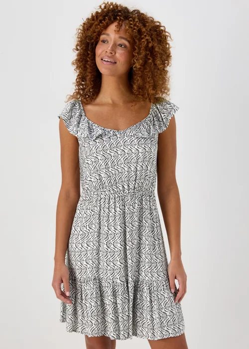 Black & White Spot Frill Mini Dress - 8 Image 1