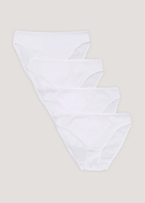 4 Pack White High Leg Knickers - 8 Image 1