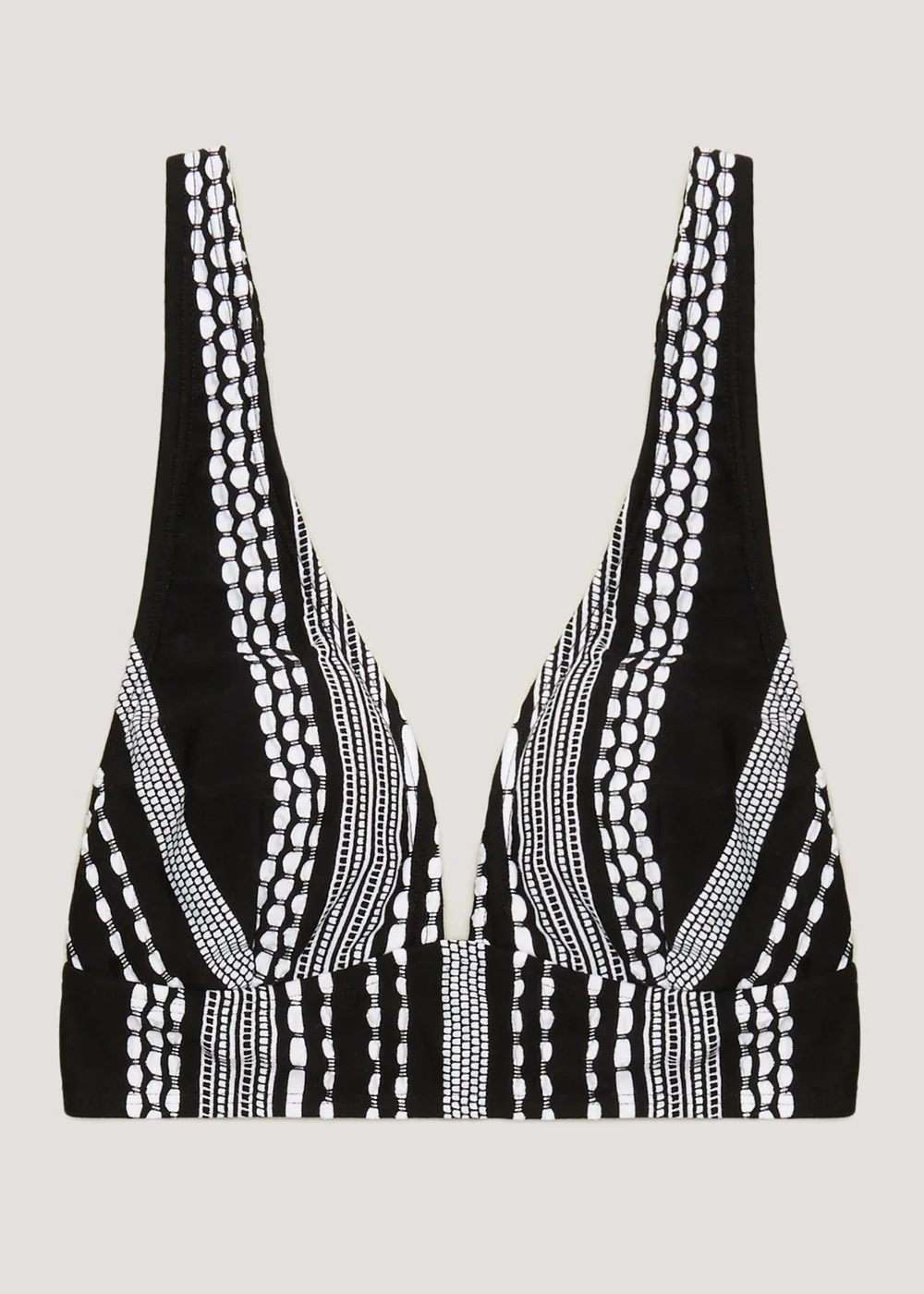 Black & White Jacquard Plunge Bikini Top - Size 6 Image 4