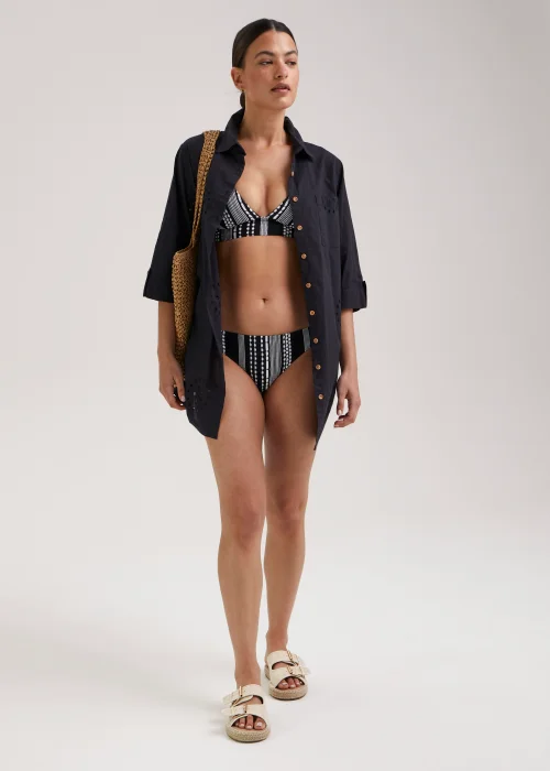 Black & White Jacquard Plunge Bikini Top - Size 6 Image 3