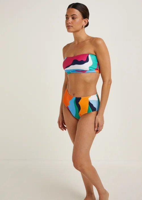 Multicoloured Abstract Print Bandeau Bikini Top - 6 Image 3
