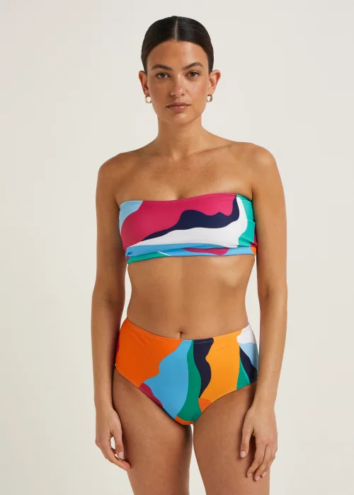 Multicoloured Abstract Print Bandeau Bikini Top - 6 Image 1