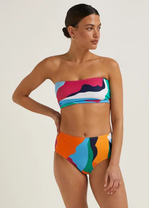 Multicoloured Abstract Print Midi Bikini Bottoms - Size 6 Image 1