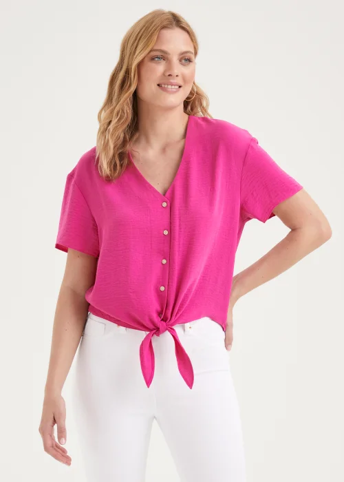 Pink Tie Front Shirt - 8 Image 1
