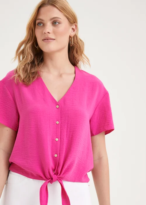 Pink Tie Front Shirt - 8 Image 3