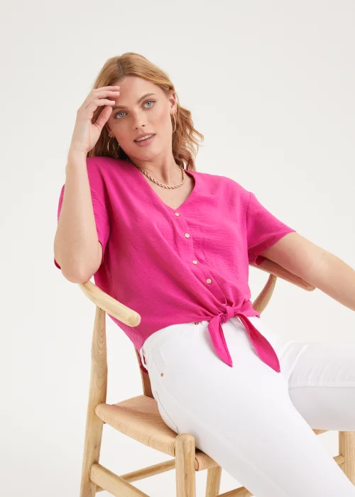 Pink Tie Front Shirt - 8 Image 4